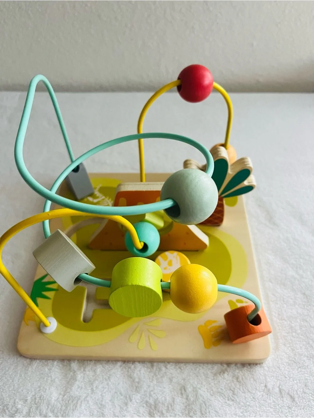 Wooden Bead Maze Activity Toy - Green/Yellow/Orange
